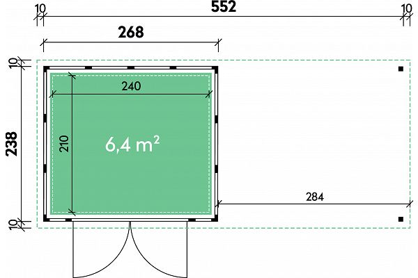 Metallica 3 mit 280cm Seitendach, Grundriss 1